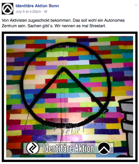 Nazi-Sprühereien an linken Zentren in Köln 1 (Tags #Melanie Dittmer, #Identitäre Aktion, #Identitäre Bewegung)