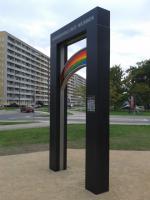 Das Denkmal an die Ereignisse vom Herbst 1991 in Hoyerswerda