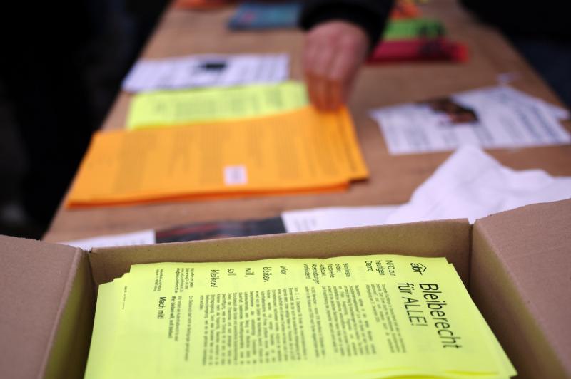 Flyerstand vor der Johanneskirche