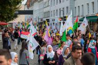 Demonstrationszug am St. Johanner Markt.