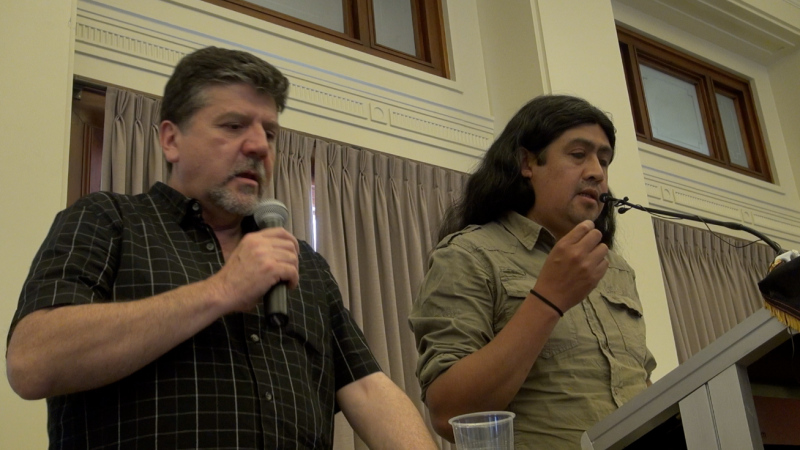 Jaime Huenchullan (right)and his interpreter, Lucho.