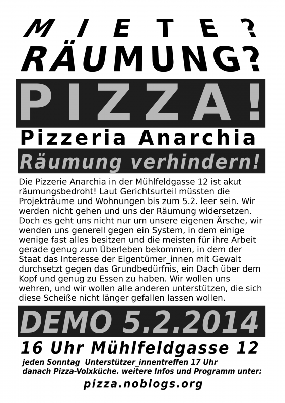 Miete? Räumung? PizzA! Demo 05.02.2014