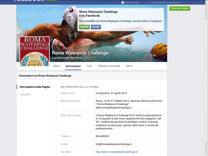 Adresse Waterpolo Challenge,- Via Diomede Pantaleoni 33 – 00166 Roma