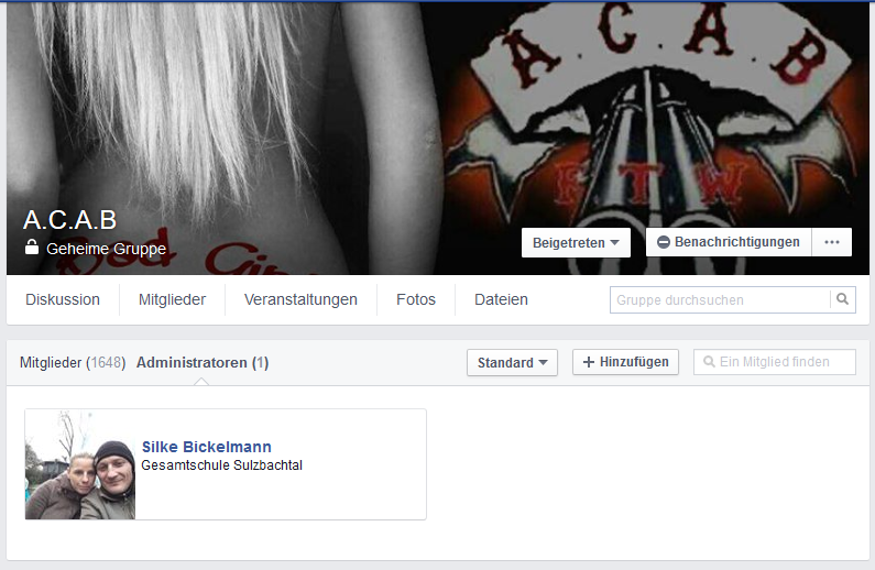 Admin der Gruppe "A.C.A.B.": Silke Bickelmann