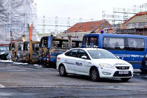 brennende Bullenwagen in Kopenhagen