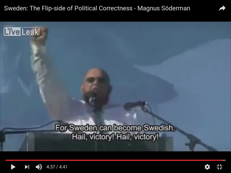 Magnus Söderman als Redner auf einer Demonstration der "Nordfront"