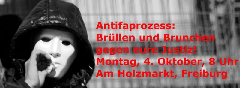 Banner zum Antifaprozess am 4.Oktober in Freiburg